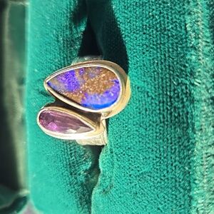 Native American made amethyst and purple turqoise  ring.